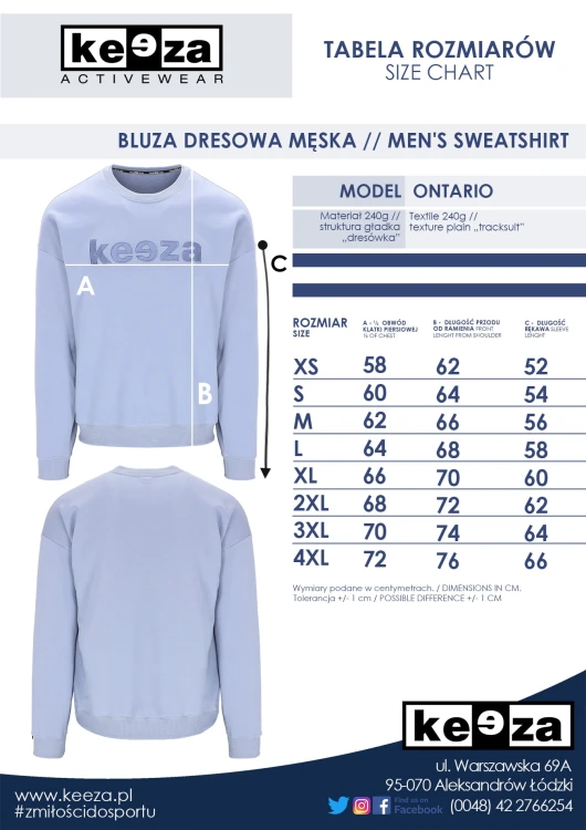 Tabela Bluza Ontario