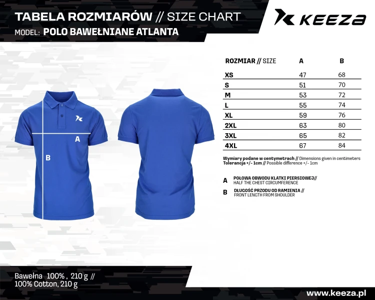 Tabela Wymiarów Koszulka Polo Atlanta nowe Logo.webp