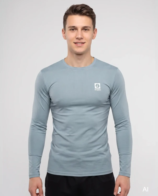 Bluza bawełniana longsleeve błękitna Modo