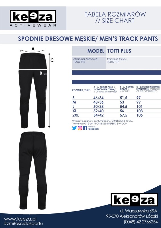 Spodnie treningowe Totti Plus z podszewką polarową